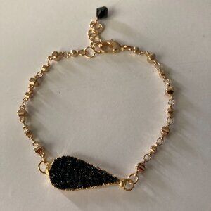 Gold and Black Crystal Druzy Bracelet